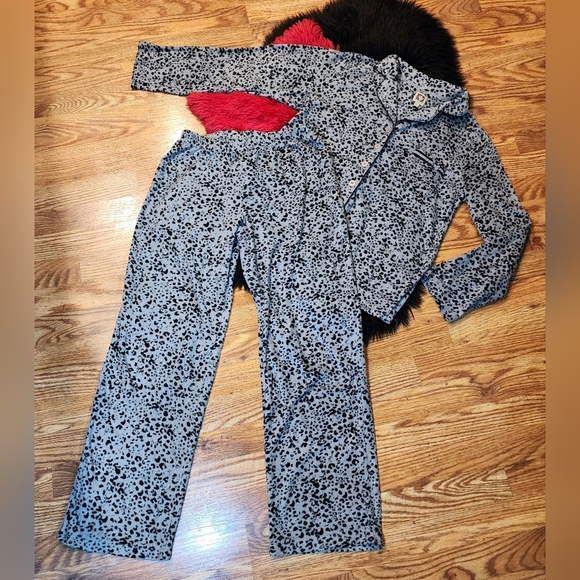 Anne Klein Animal Print Leopard Fleece Pajama Set Women's Size Small - Picture 4 of 8